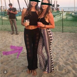 Volcom Black Flare Pants with See Through Design